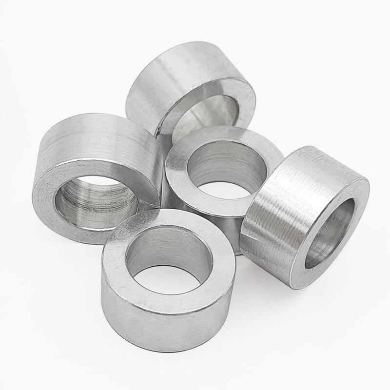 CKANDAY 5 Pack M12 Aluminum Spacers, 12.5 mm ID x 20 mm OD x 10 mm Length Round Spacer, Unthreaded Standoff Bushing Plain Finish Metal Spacer, 1/2" ID Screw Standoff Fits 1/2in or M12 Screw Bolts - Image 5